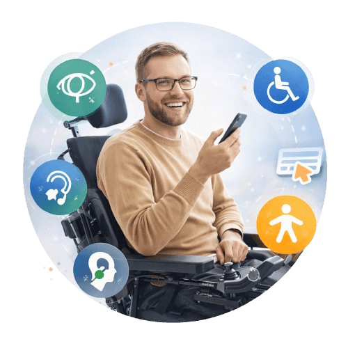 Personne en situation de handicap au cœur de l'accessibilité numérique : inclusion et usage du digital pour tous.