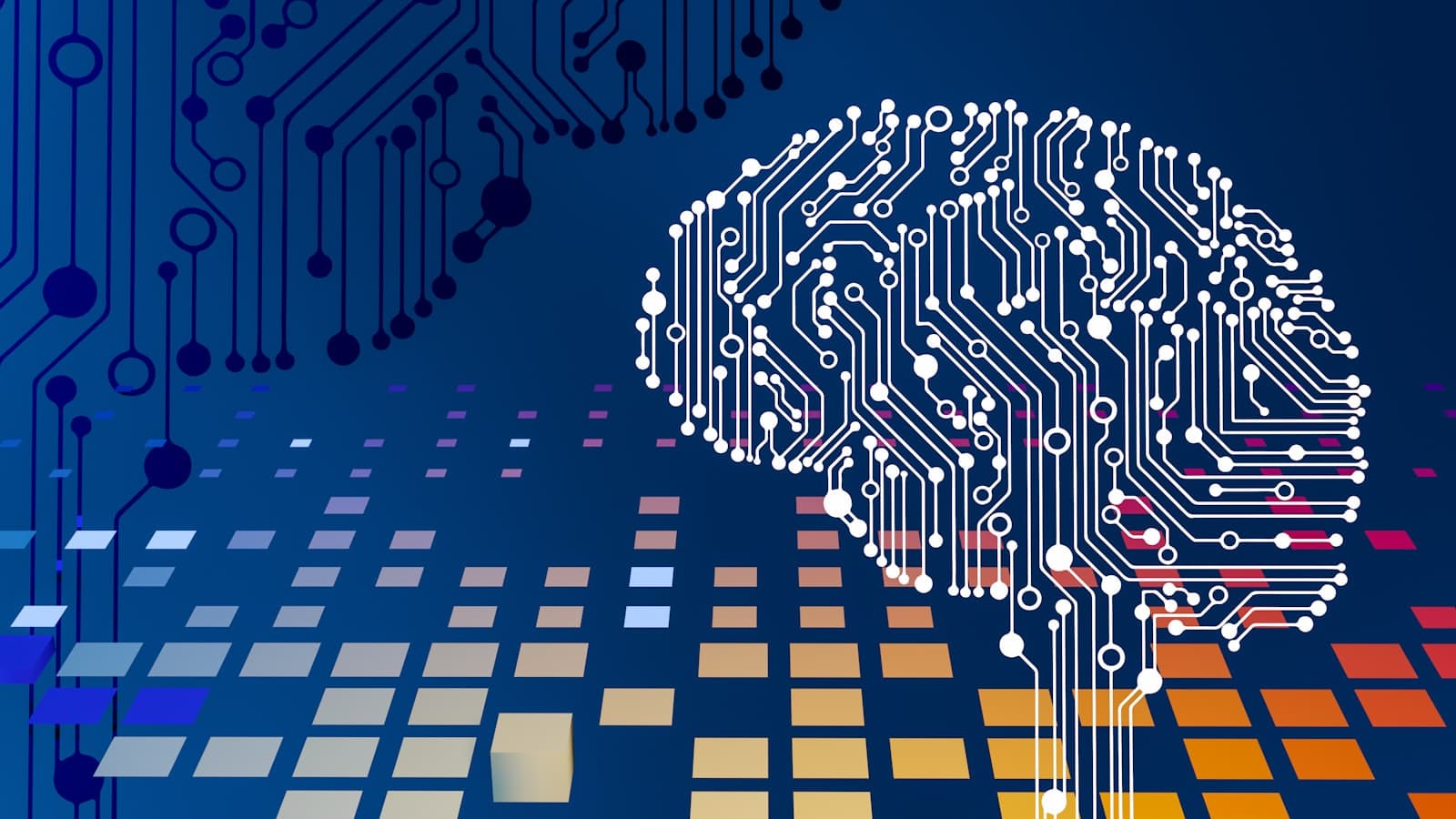 Circuit imprimé évoquant le traitement automatisé des données